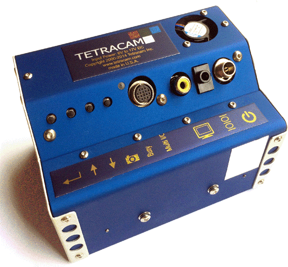 MCA多光谱相机，可选标准12通道光谱图像或定制波长通道、同时可选卷帘式或电子全局快门，每个通道配备独立存储TF卡。它是MCAW的低配版本。